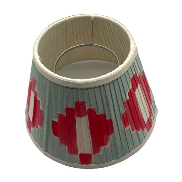 Custom Hand Painted Pleated Fabric Lamp Shade IKAT European Hardware 8" x 13" - Picture 6 of 16